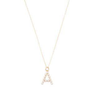 ORIANA COLLECTION 14kt Gold Freshwater Pearl Initial Necklace - Letter A